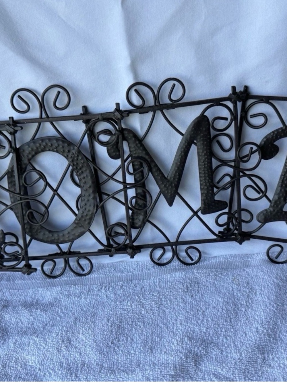 Black Metal HOME Decorative Wall Sign Horizontal Hammered Finish Ready to Hang
